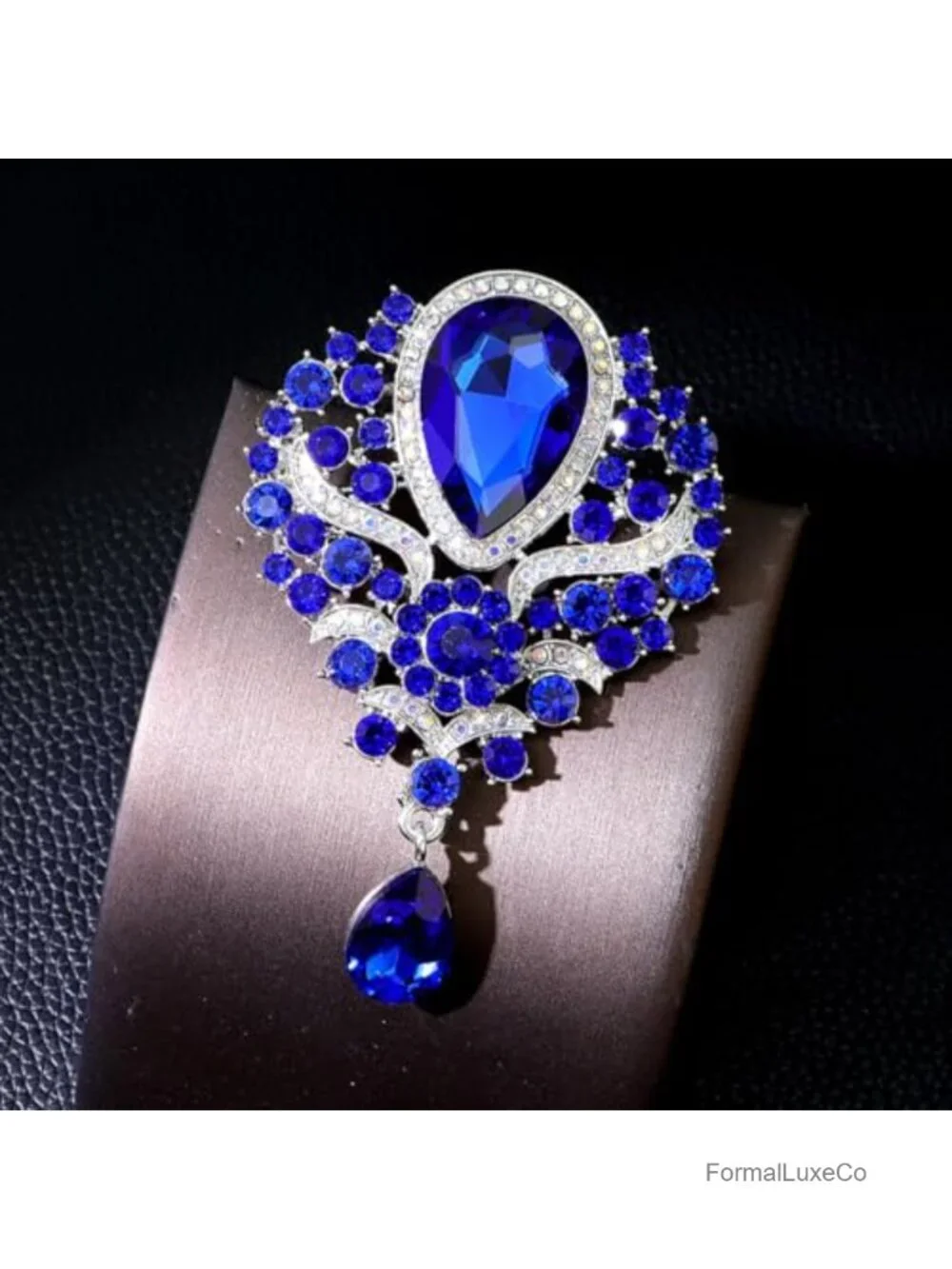 Crystal Teardrop Flower Brooch Pin Rhinestone Wedding Bridal Elegant Hat Bag
